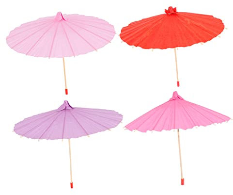 LIFKOME 4pcs Mini Oil-paper Umbrella Toys Boys and Girls Mini Toys Rainbow Boys and Girls Umbrellas Hand-painted Diy Accessories Art Craft and