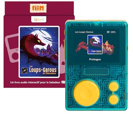Lunii- Coffret baladeur FLAM Jouer Les Loups-Garous de Thiercelieux-pour Enfants de 7 à 12 Ans-2 Livres Audio interactifs Inclus-Boîte à Histoires fabriquée en France