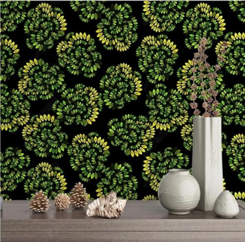 Tzxztt Feuille Verte Rétro Papier Peint 3d Moderne En Soie GaufréE MatéRiau IdéAl Pour Le Salon Et LaChambre à Coucher-400cm×280cm