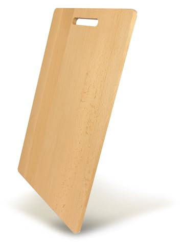 Fackelmann Tagliere per preparare e servire in tavola, con foro per il trasporto e la sistemazione, materiale in legno di faggio di alta qualità, dimensione 40 x 26 x 1 cm, Linea Legno