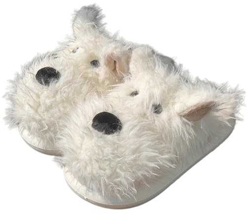 IISEEUU Pantofole Calde Donna Pantofole in Cotone per Cani da Donna, Pantofole Calde Antiscivolo per La Casa Autunnale E Invernale-Pantofole Beige-36 37eu (Adatto per 35-36)