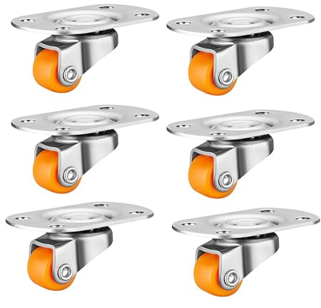 Möbelrollen Klein, Mini Möbelrollen Lenkrollen Selbstklebende, Ø12mm Bockrollen, Lenkrollen für Möbel, Lautlose Gummirollen, 360° Drehbare Rollen Zubehör für Schränke, Kleinmöbel usw(6 Stück)
