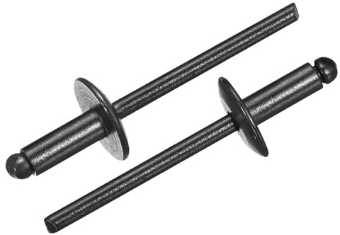 sourcing map 50Pcs 5/32x3/8 Large Flange Head Blind Rivets, Zinc-Plated Carbon Steel Grip and Mandrel Cap Blind Rivets, Black
