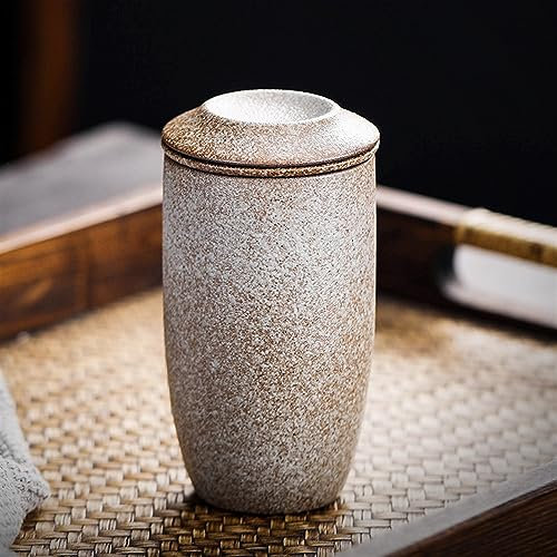 TAIBOSL Kungfu Tea Accessories - Taza de té grande de cerámica retro con tapa e infusor, juego de té de Kung Fu de cerámica gruesa, taza de café para oficina, regalo dedicado a Arabia Saudita (B