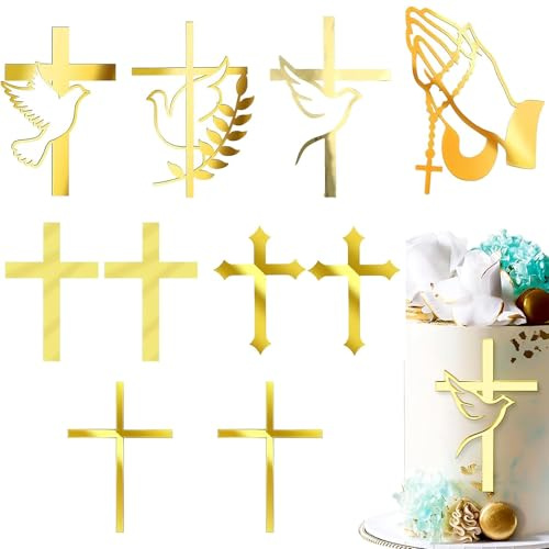 10 Stück Tortendeko Kommunion, Tortendeko Taufe, Erstkommunion Deko, Erstkommunion Kuchendekoration für Mädchen Und Jungen