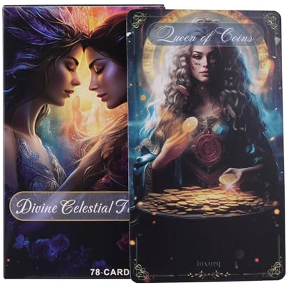 Celestial Tarot Card, Divine Tarot Deck, Oracle Card, Vibrant Tarot Cards, Fortune Telling Deck, Friends, Casual Tarot Board Game for Family Entertainment Gathering Deck