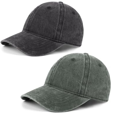 Zylioo XL/XXL vintage basebollkeps keps för stort huvud pigment basebollkeps tvättad bomull använd look baseballkeps tvättbar keps, Svart + armégrön, XL-XXL