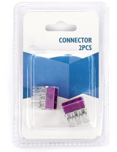 Clear and Purple Terminal Block (Pack of 2/Blister) Ideal for Electrical Connections and Wiring Projects
