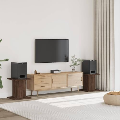 Homgoday Lautsprecherständer 2 STK. Lautsprecher Standfuß Lautsprecher Ständer Lautsprecherhalterung Ständer für Lautsprecher Braun Eichen-Optik 30x30x40 cm