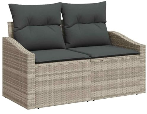vidaXL Trädgårdsoffa med kudde 123 x 62 x 69 cm konstrotting, Trädgård och terrass, modern modulsoffa, lätt och hållbar uteplats, UV-resistent, väderbeständig soffa för avkoppling