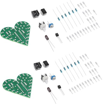 Ruimou 2Set Lumière Blanche Projet De Soudage De Lumières Clignotantes En Forme De Cœur à Led à Fréquence Réglable Pour l'enseignement Et Les Cadeaux Créatifs