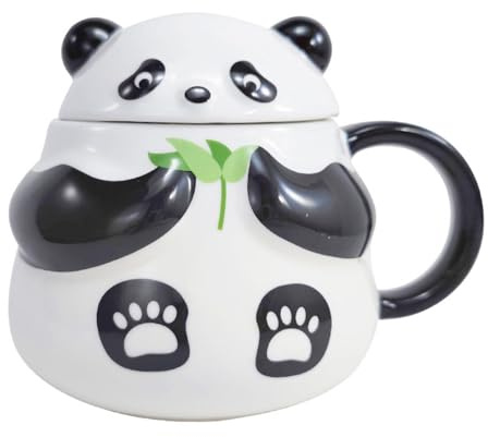 Gcljlmy Taza de agua de panda, taza de panda de dibujos animados, taza divertida, taza de agua de cerámica, taza de café de porcelana para café, leche, fiesta