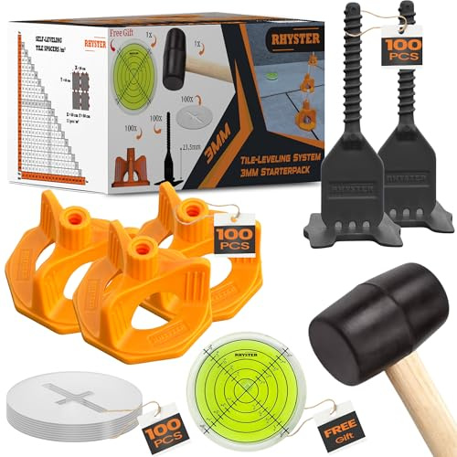 RHYSTER® Croisillons Carrelage Autonivelants 3mm | 100 Clips + Accessoires