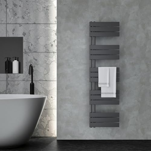 VILSTEIN® Badheizkörper [160x45cm] - Handtuchheizkörper Elektrisch einsetzbar [SEITLICH OFFEN] - Handtuchtrockner Badezimmer - Handtuch Heizkörper Bad - Handtuchheizung - Wandheizkörper - (Schwarz)