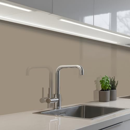 KitchenYeah© Küchenrückwand Selbstklebend Küchenspritzschutz Rückwand | 60x150 cm - Wandschutz Ohne Bohren Spritzschutz Wand Wandverkleidung Innenausstattung - Farben - Beige