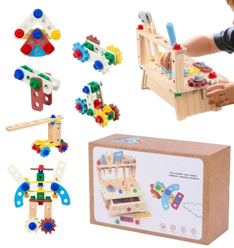 Generico Kit de herramientas para niños – Juego de simulación de construcción de madera – Juguetes educativos realistas para pequeños casa jardín viaje exterior cumpleaños