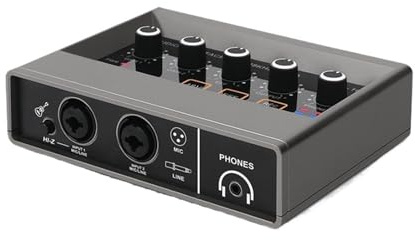 DJ Controller, Professional Mixer USB Interface Sound Card DJ Equipment Recording Studio Electric Guitar Converter