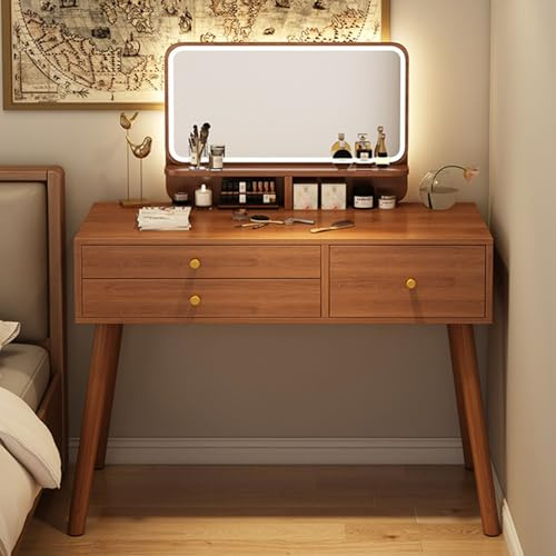 PLPLKTNNKK Toletta da trucco,postazione trucco con specchio A LED Luminosità Regolabile,Toilette Trucco con 3 Cassetti,Moderno tavolo da toeletta,Mobile per Camera da Letto 100 * 40 * 135cm