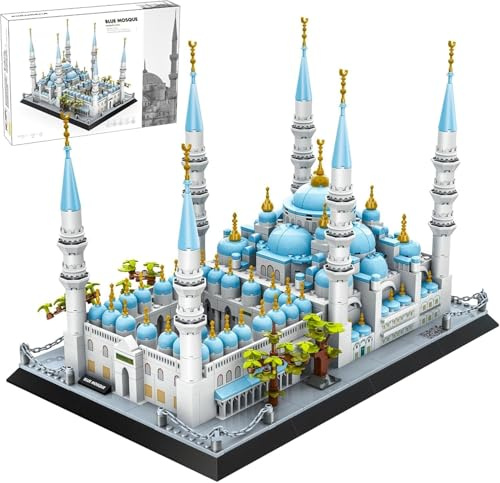 Yozelux Moschee Bausteine Bausatz, 1129 Teile Blaue Moschee von Istanbul Bausteinset, Islamische Gedenk Architektur Modellbausatz, Weltberühmter Wahrzeichen Architektur Modular Haus Bauklötze