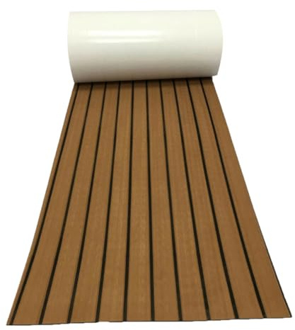 KALLORY Tappetino Antiscivolo in PVC Marrone 45x240cm per Pavimento Barca e Yacht, Isolamento Acustico e Rivestimento Decorativo per Decking Nautico