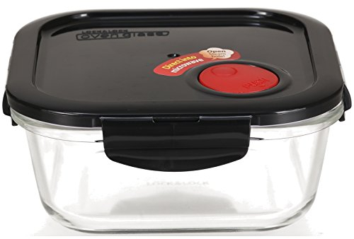 Lock & Lock Frischhaltedose aus Glas mikrowellengeeignet - Oven Glass - Auflaufform eckig mit Deckel für Backofen, Mikrowelle & zum Einfrieren, 750 ml