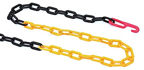 BSD Schwarz/Gelb Kunststoffkette mit Haken - 8mm x 25m - Kunststoff Kette, Absperrkette