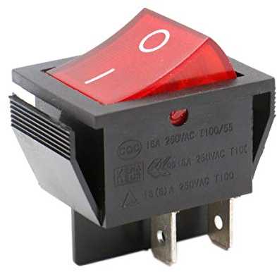 Movilideas Interruptor basculante Cuadrado Rojo SPST 4 terminales Con Luz 1 6A 250VAC UL VDE 1 Unidad