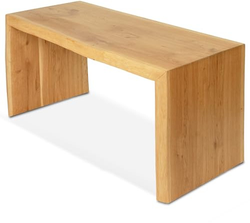 holz4home® Massivholzbank M I Sitzbank aus Eiche mit Baumkante ohne Lehne I Echtholz Holzbank Hocker für Wohnzimmer Badezimmer Flur oder Küche I Sitzhocker Massiv
