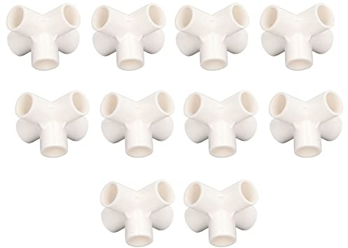 10 Uds. de Accesorios de Tubería de PVC de 20mm 5 Vías ángulo Recto Accesorios de Codo Tridimensionales Conector de Tubería Adaptador para Muebles Tienda de Invernadero(Blanco)