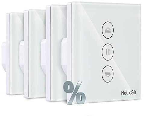 HEUXGIR Smart Jalousieschalter，Wlan Rolladenschalter mit Prozentfunktion 86 * 86mm Rolladensteuerung Kompatibel mit Echo Alexa/Google,Neutralleiter Erforderlich 4Pack