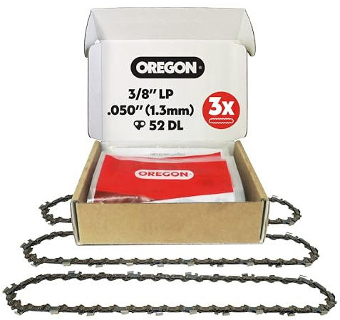 Oregon Sägekette für 35cm Schwert, 3/8 LP, 1,3mm Stärke, 52 Treibglieder | 3er-Pack, Halbmeißel, Ersatzsägekette für Husqvarna, Bosch, Ryobi und mehr