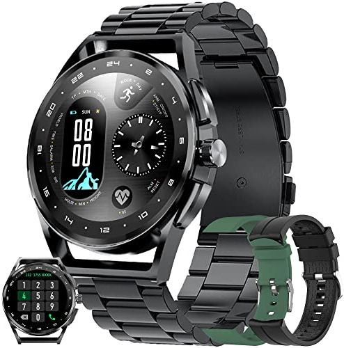 Smartwatch Herren mit Telefonfunktion, 2022 1,32 HD Voll Touchscreen Armbanduhr Herren Smartwatch mit Bluetooth Anruf, IP67 Fitness Tracker SpO2 Pulsuhr Kalorien Schlafmonitor Android iOS (Schwarz)