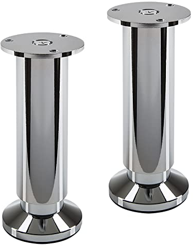SOTECH 2 pezzi piedini per mobili TERRA altezza 150 mm cromo lucido regolabili in altezza fino a max. 15 mm, caricabili fino a 250 kg/per piede