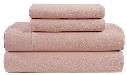 LANE LINEN 100% Cotton Cal King Flannel Sheets Set - Brushed for Extra Softness - Durable Cotton Flannel California King Sheets Set - Warm & Cozy Cotton Bed Sheets with 15 Deep Pocket - Sepia Rose
