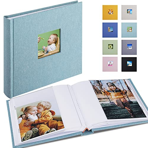 1DOT2 Small Photo Album 4x6, Hold 60 Photos with Memo, Cyan Blue