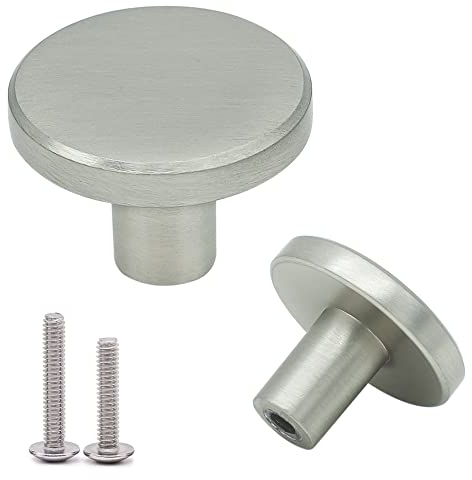Vandicka 8 Pcs Brushed Nickel Cabinet Door Knobs & Drawer Pulls – Round Door Knobs and Handles for Kitchen Cupboard Dresser Wardrobe, 28 * 20 mm