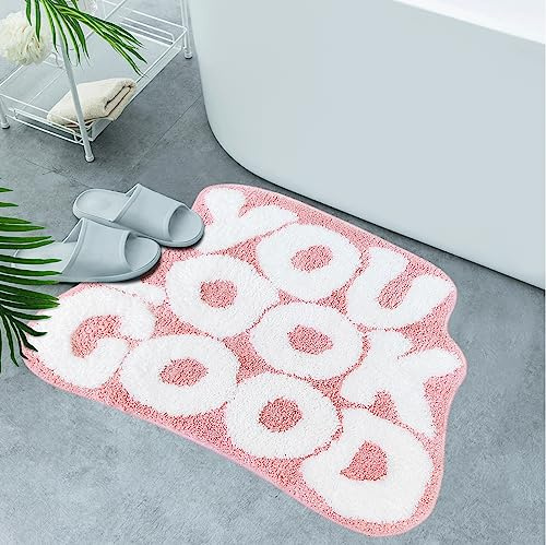 Inshere You Look Good Badematte, niedlicher Badezimmerteppich, rosa Küchenteppich, Fußmatten, weicher und saugfähiger Plüschkorallenstoff, cool, lustig, für den Innenbereich, Hausteppiche, rutschfest