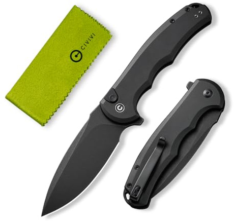 CIVIVI Button Lock Praxis Pocket Knife for EDC, Folding Knife Upgrade with Flipper 3.75 Nitro-V Blade plus Aluminum Handle, Cool Stylish Gift for Men Women C18026E-1