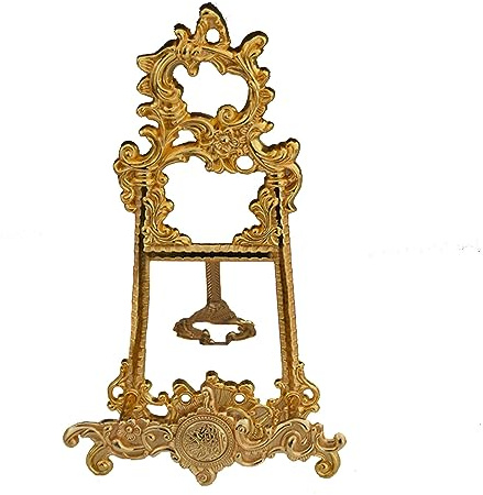 ZHXJXJ Vintage Bibelständer in Gold, Antike Metall Kochbuchständer, Deluxe faltbar Teller Anzeige Halter, Mehrzweck Staffelei, für Menü, Rezeptbuch, Gemälde, Platten, Tisch, Bilderrahmen, Plaketten