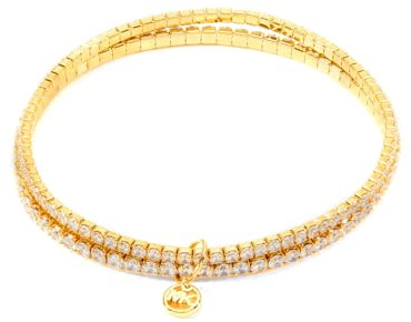Michael Kors – Premium Kors Brilliance goldfarbenes Messing-Doppelarmband für Damen, MKJ8359CZ710