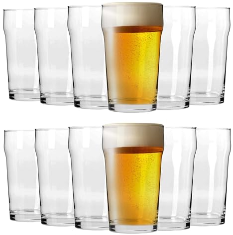 KIAPPO Juego de 12 Vasos de Cerveza de 670 ml - Vasos para Cerveza de Trigo, Blanca y Oscura - Jarra de Cerveza Oktoberfest Masskrug - Aptos para Lavavajillas
