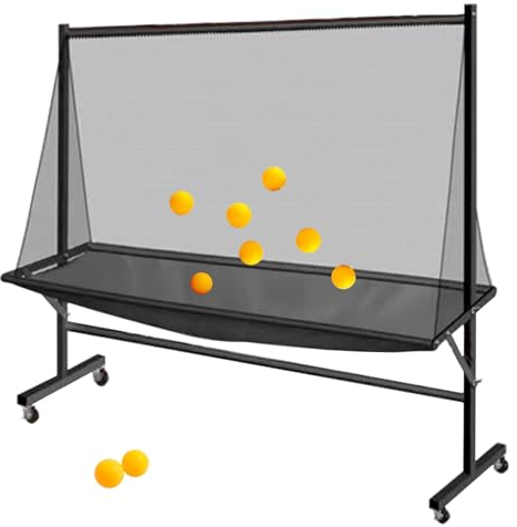 Tischtennisnetze Schwarzer Tischtennis-Fangball-Netz-Ständer Praxis, Tragbare Ping Pong Trainingshilfe/ Ausrüstung Mit Rädern, Hochbelastbares Ballsammelsystem Für Teenager-Aktivitäten Im Freien