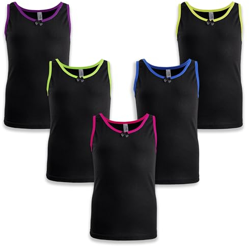SAMILY Unterhemden Mädchen Baumwolle 5er Pack Tanktop Unterwäsche (DE/NL/SE/PL, Numerisch, 122, 128, Regular, Schwarz)