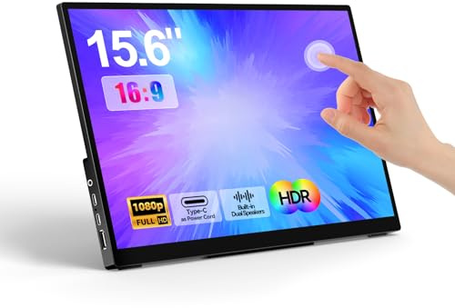 WCKUN Portable Touchscreen Monitor 1080P for Home Office Design Coding Entertainment Trip,Tilt Stand Dual Speaker HDMI USB-C Input Suitable for PC,Gaming Consoles,Chromecast,Fire Stick,Phone,Box