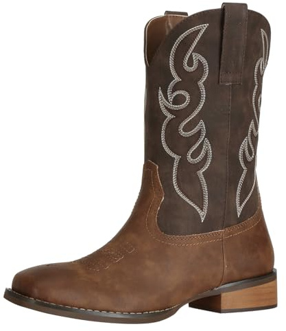 J's.o.l.e Cowboy-Westernstiefel für Herren, langlebig, bequem, breite quadratische Zehenpartie, braun, 45 EU
