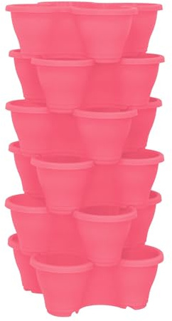 simpa 6PC Quad-Pot Stackable Indoor & Outdoor Planters - Pink