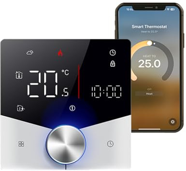 Qiumi Matter Thermostat für Fußbodenheizung Arbeit mit Alexa Google Home Homekit Apple Home, 16A 95~240V AC