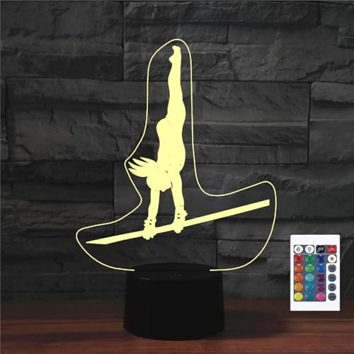FLRXHK Barra orizzontale da ginnastica con illusione 3D, luce notturna touch da tavolo con telecomando, 16 colori ottici, USB, LED, per bambini, decorazione della stanza dei regali