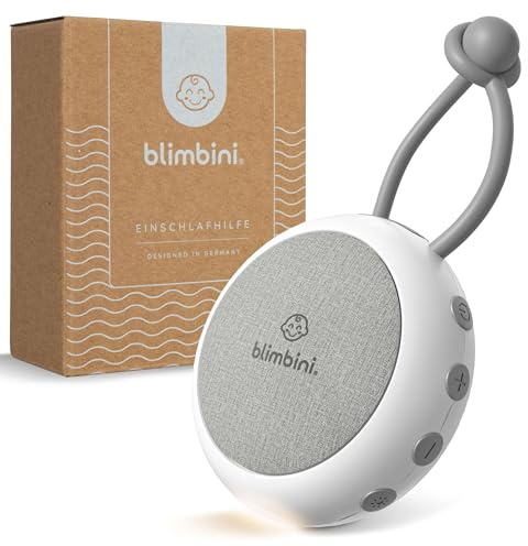 blimbini White Noise Machine Baby - Einschlafhilfe für Babys mit Nachtlicht - Regengeräusche zum Einschlafen, Meeresrauschen & Einschlafmusik - Sound Machine für unterwegs - weißes Rauschen Baby
