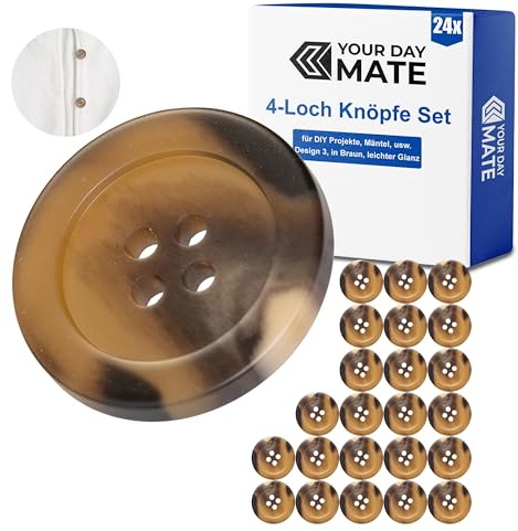 Knöpfe für Bekleidung, 24 Stück, 4-Loch, Ø 22,7 mm, in Braun, aus Polyester, Größe 36L, Harzknöpfe für Jacke, Mantel, Anorak, Wintermantel, Winterjacke, DIY Knopf Kunstharz, Wäscheknöpfe, Bastelknöpfe